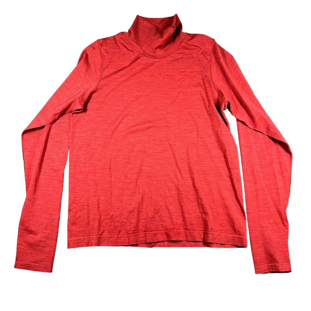 Beyond Yoga Shirt Womens XL Red Turtleneck Long Sleeve Wool Blend Stretch Jersey